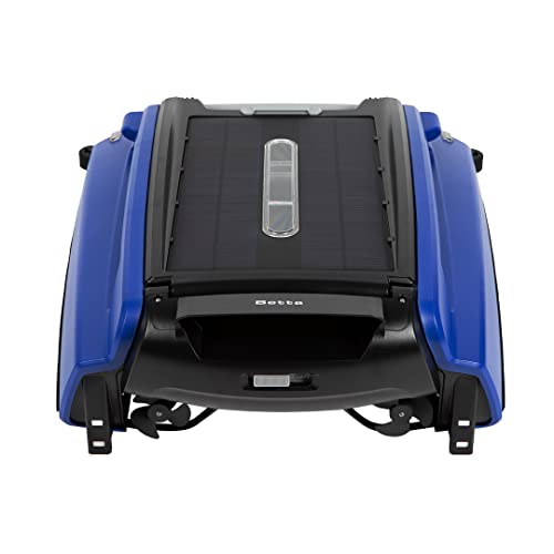 Betta SE Solar Powered Automatic Robotic Pool Surface Skimmer Cleaner with 24/7 Continuous Cleaning Battery Power and Re-Engineered Twin Salt Chlorine Tolerant Motors (Blue)