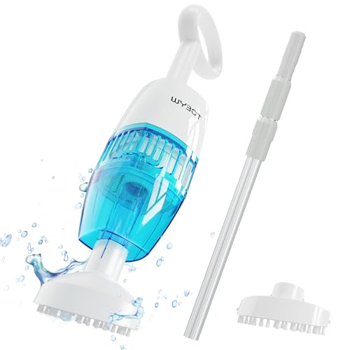 (2025 New) WYBOT Handheld Pool Vacuum with Dual Suction Heads, 60 Mins Runtime, Telescopic Pole, Cordless Rechargeable Pool Vacuum for Pools, Hot Tub, Spas Deep Cleaning