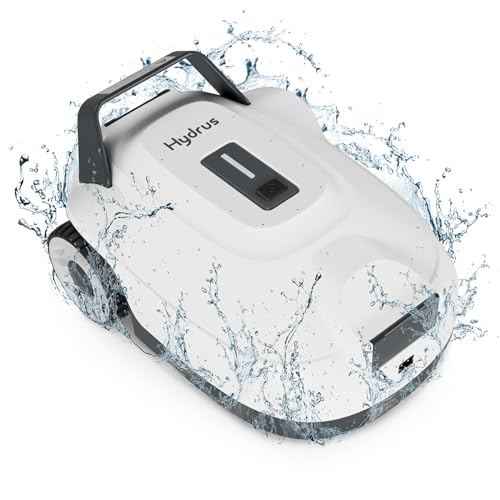 Hydrus Pool Vacuum for Above Ground, Cordless Robot Pool Vacuum Cleaner with Powerful Suction, 100Mins Long Run Time, Automatic Rechargeable Swimming Pool Vacuum for Inground Pool Depth of 8.2Ft