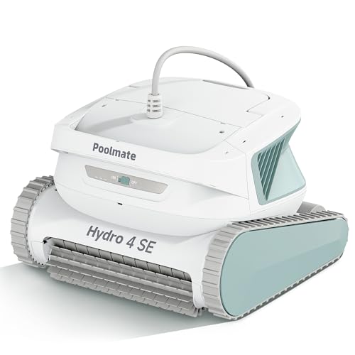 Poolmate Hydro 4 SE Robotic Pool Cleaner, S-Shaped Path/Auto Wall/Waterline Cleaning, 40FT Long Cable/4 Cleaning Modes, 4.1L Large Filter Basket Pool Vacuum Ideal for Inground/Above Pools
