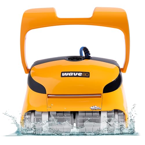 Dolphin Wave 80 Automatic Robotic Pool Vacuum Cleaner Includes Remote Control and Caddy, Waterline Scrubber Brush, Ideal for Commercial Pools up to 68 FT in Length