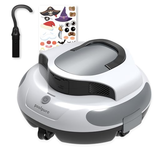 PoolPure Aquaguard SE II 2025 Upgrade Cordless Robotic Pool Cleaner with 5000mah Big Battery, 120-Min Runime, Two Adjustable Path Planning Methods, with DIY Fun Sticker