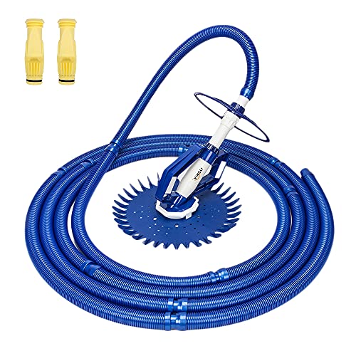 VINGLI Pool Vacuum Above Ground Indoor Outdoor Automatic Swimming Pool Cleaner Sweep Sweeper with 33FT Hoses (Nave Blue)
