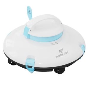 PoolMr Cordless Robotic Pool Cleaner – Above Ground Pool Vacuum – 15Kpa Strong Suction, 52 Ft/Min Speed, Dual-Motor, Self-Parking, Ideal for Flat Swimming Pools, Teal(2025 Version)