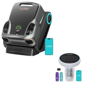 Aiper Scuba X1 Pro Max Robotic Pool Cleaner & Skimmer with HydroSync Pure Smart Pool Monitor, Real-Time Water Monitoring & Underwater WiFi Connection, 8,500 GPH Suction, Ultra-Fine Filtration, Grey