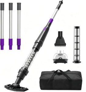 Handheld Pool Vacuum for Above Ground Pool, 20 Gallons/Min Powerful Suction & Lightweight, 90 Mins Runtime, Comes with Storage Bag, Ideal for Debris and Sand, Purple