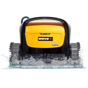 Dolphin Wave 90i Wi-Fi Automatic Robotic Pool Vacuum Cleaner Includes Caddy, Wall Climbing Scrubber Brush, Top Load Filters, Ideal for Commercial Pools up to 78 FT in Length