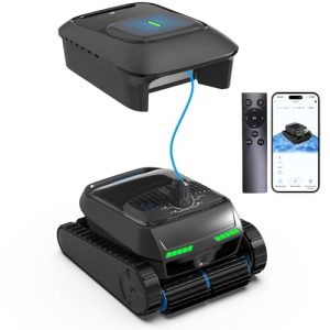 Automatic Robotic Pool Vacuum Cleaner with Skimmer, Smart Navigation, Pool Cleaner Robot for Surface, Walls, Waterline & Floor Cleaning, 10000GPH Suction, Self-Parking