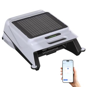Pura V12 Solar Powered Automatic Pool Surface Skimmer Robot with APP Support,24/7 Continuous Cleaning, Dual Charging Options, Smart Obstacle Avoidance,150-um Filtration, OTA Upgrade (Grey)