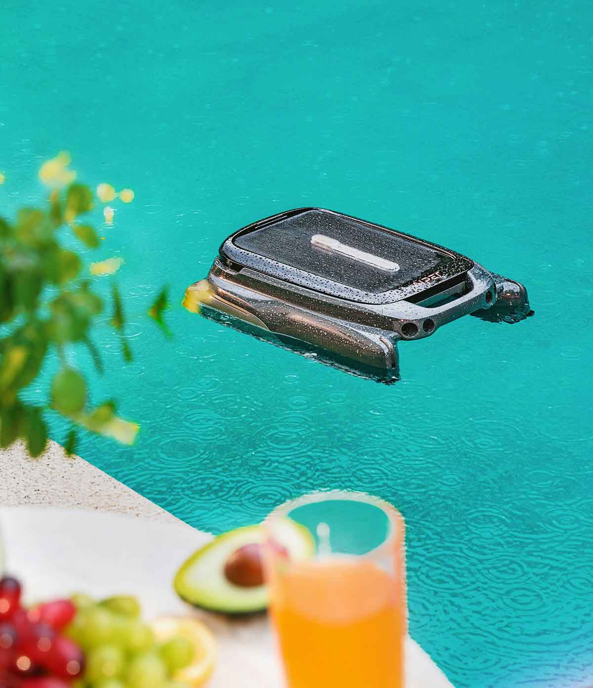 Automatic robotic pool vacuum cleaning a residential pool