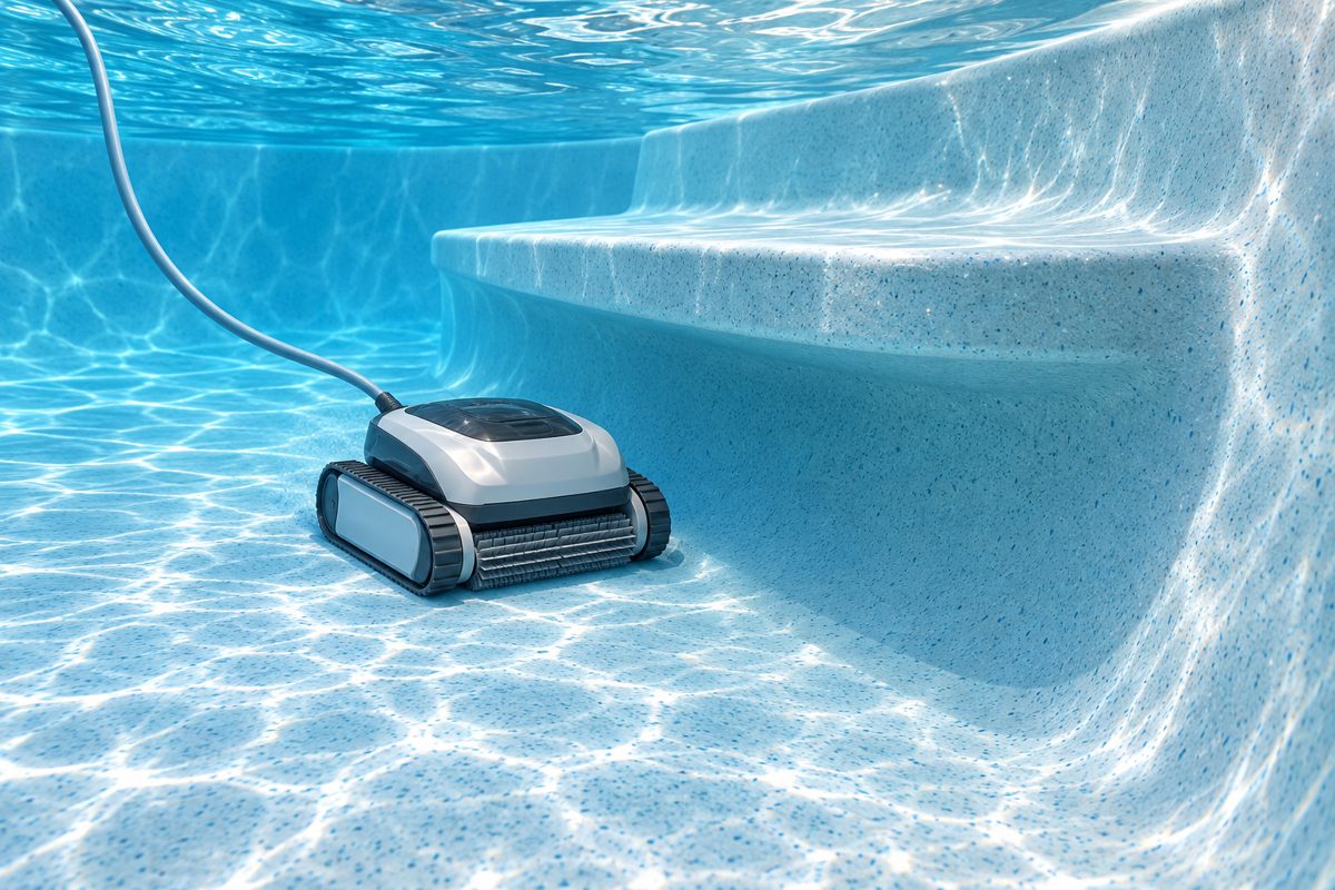 Illustration of a fiberglass pool's curved transition and bench