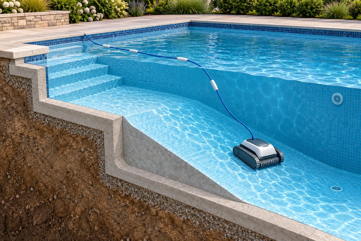 Illustration of an inground pool's sloped floor and walls