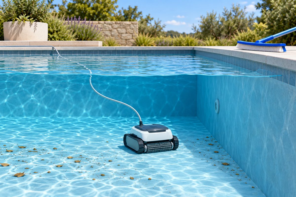 Illustration of floor-only cleaning in a flat-bottom pool