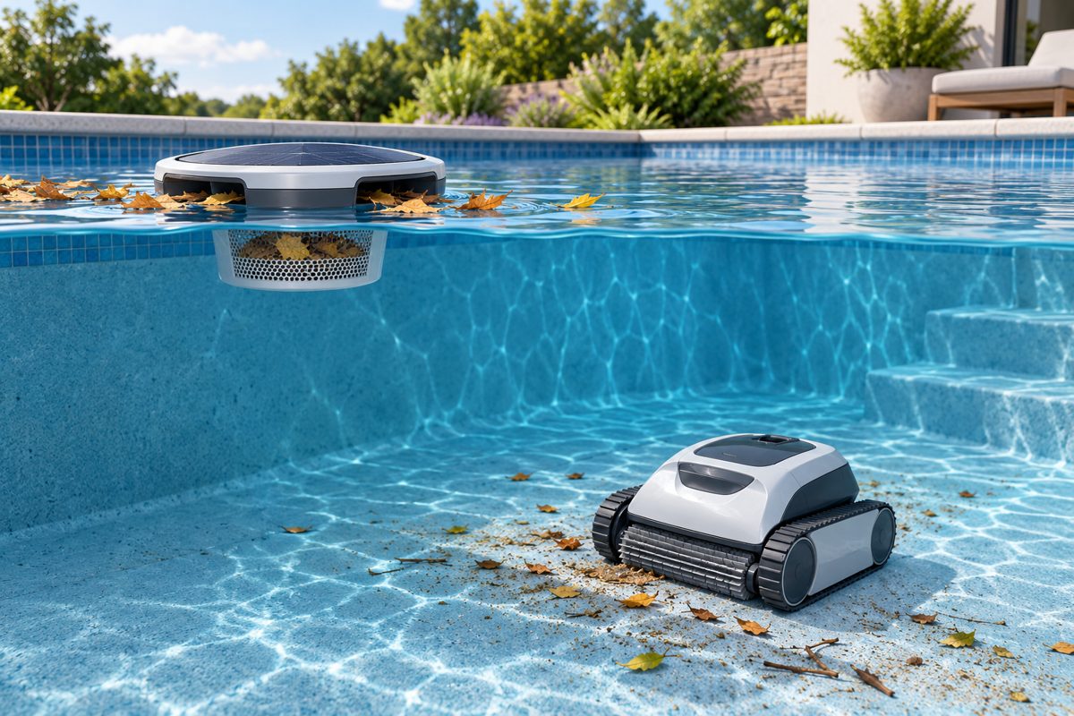 Illustration showing surface skimming and floor cleaning as separate duties
