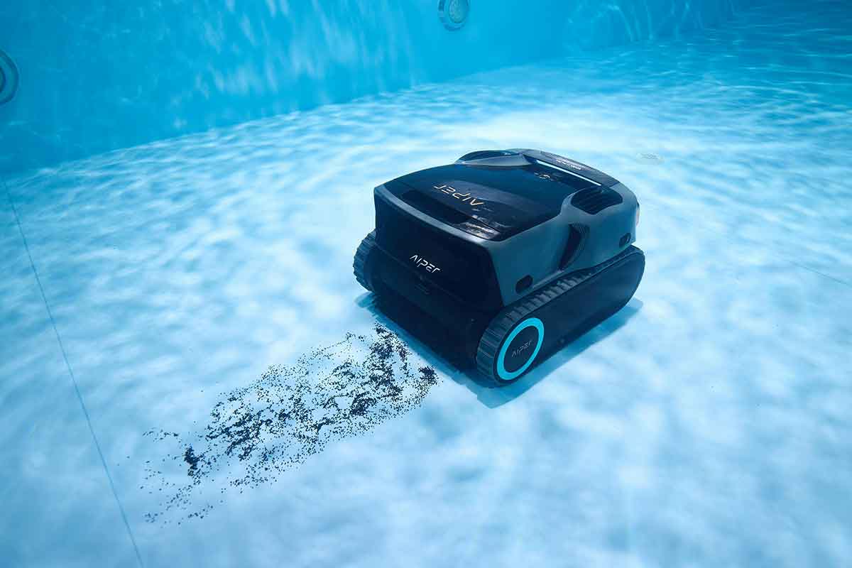 Cordless inground pool cleaner prepared for a cleaning cycle