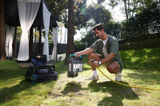 How robotic pool cleaners work to scrub and vacuum a swimming pool