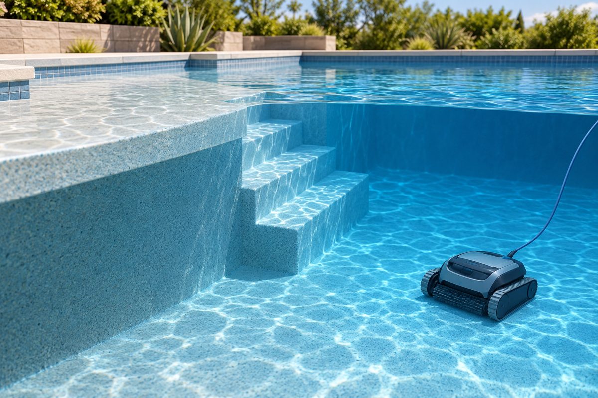 Illustration of steps, a shallow shelf and a deeper cleaning zone